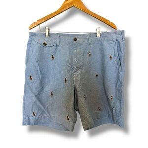 Polo Ralph Lauren Classic Fit Shorts Blue Pony Print Size 38 Chino